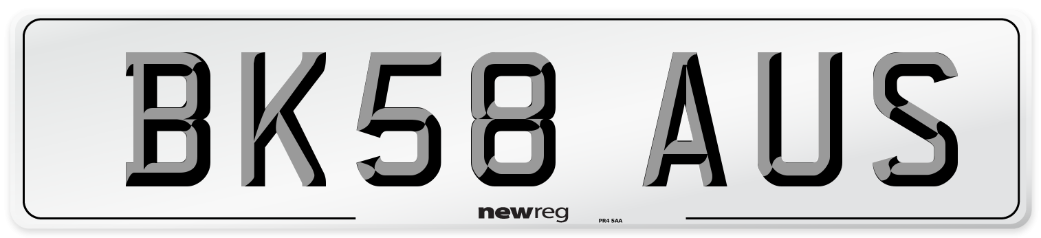 BK58 AUS Number Plate from New Reg